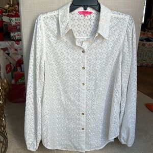 Lilly Pulitzer Eyelit Blouse White Top NWOT